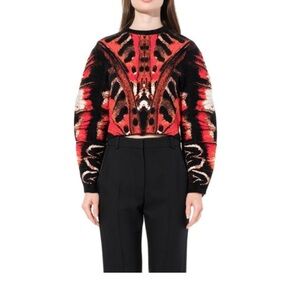 Alexander McQueen Women's Red Butterfly Jacquard Knitwear.